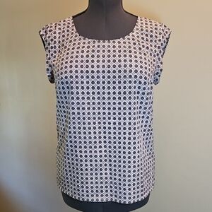 Merona Medium Womens Blouse Geometric Floral Cap Sleeve Sleeveless